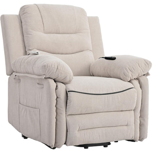 Power Lift Recliner with Massage & Heat for Elderly – Adjustable Reclining Chair, Beige