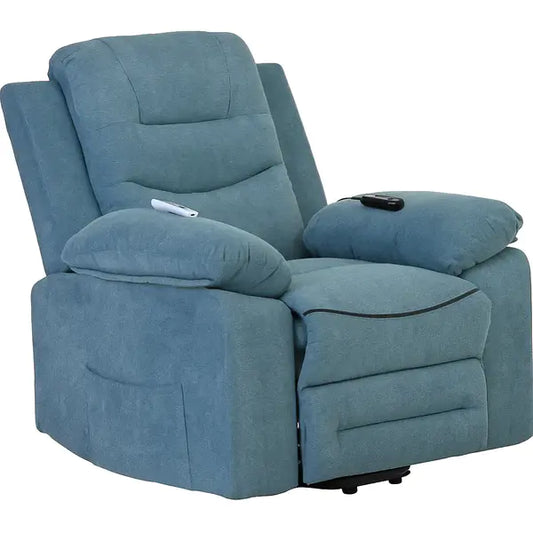 Power Lift Recliner with Massage & Heat for Elderly – Adjustable Reclining Chair, Blue