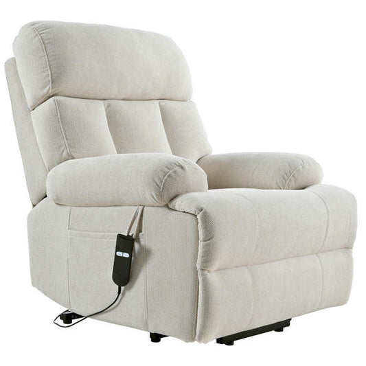 Oversized Power Lift Recliner Chair for Elderly – Wide Seat Electric Fabric Chair with Remote, Light Gray