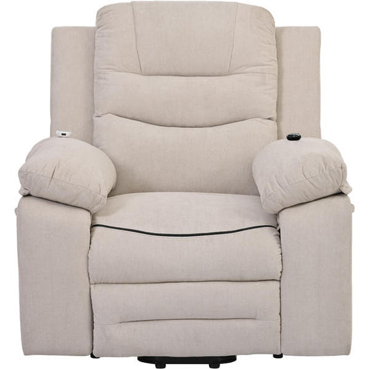Power Lift Recliner with Massage & Heat for Elderly – Adjustable Reclining Chair, Beige