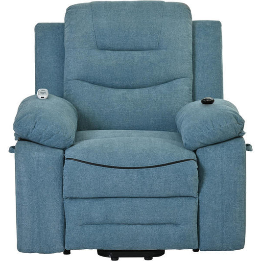 Power Lift Recliner with Massage & Heat for Elderly – Adjustable Reclining Chair, Blue