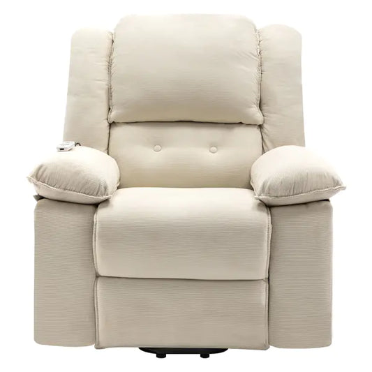 Heated Massage Power Lift Recliner Chair for Elderly – Infinite Position, Side Pocket, Beige