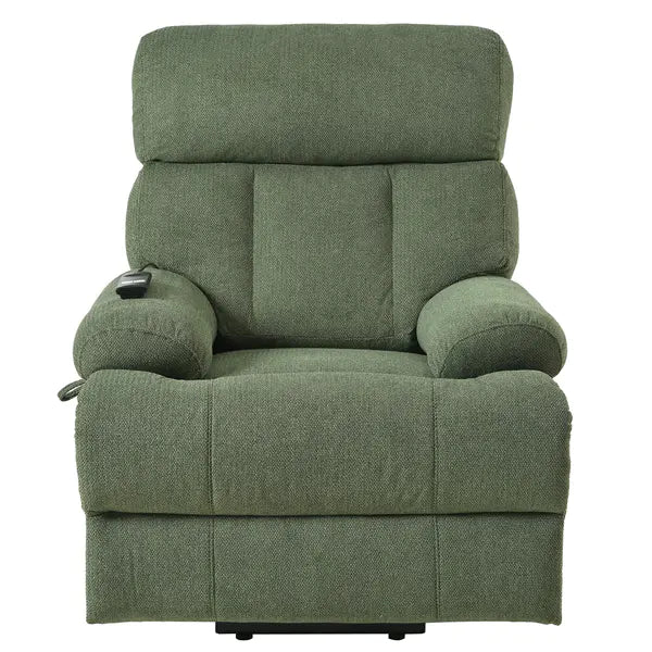Oversized Power Lift Recliner Chair for Elderly – Wide Seat Electric Fabric Chair with Remote, Dark Green