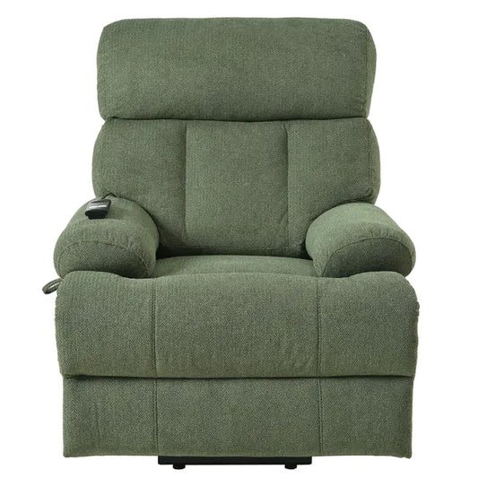 Oversized Power Lift Recliner Chair for Elderly – Wide Seat Electric Fabric Chair with Remote, Dark Green